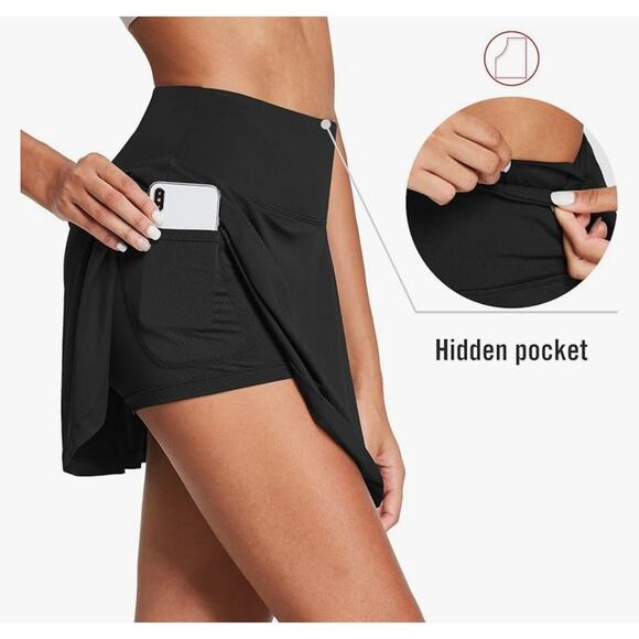 BALEAF Tennis Skirts High Waisted Tummy Control Pleated with Shorts Pockets - Picture 3 of 4